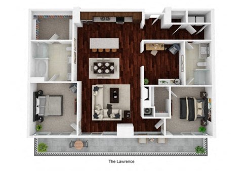 Floor plan for 2 beds, 2 baths, 1574 sqft